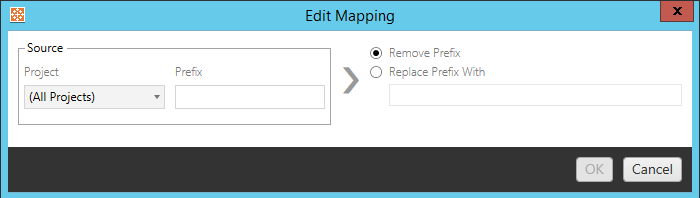 제거 또는 바꾸기 옵션과 통합 문서 접두사를 변경하기 위한 인터페이스입니다.