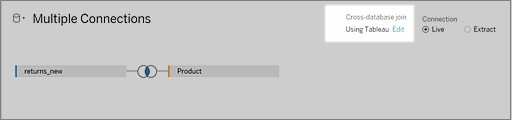 Knop Bewerken om toegang te krijgen tot de instelling Joins op basis van meerdere databases.