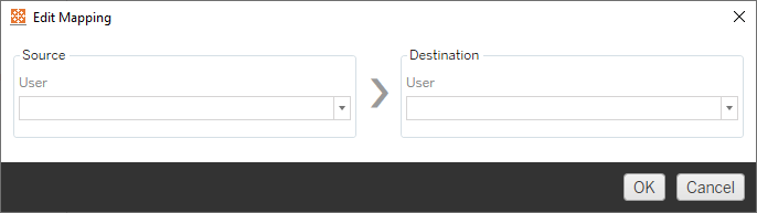Interface adicional de mapeamento de usuário com opções para mapeamento de domínio, usuário e grupo.