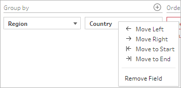O menu de reordenação na caixa de diálogo Diferença de é usado para alterar a ordem dos campos selecionados.