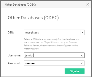 Ett inloggningsfönster för andra databaser.