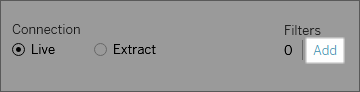 Kontext för länken Lägg till filter på sidan Datakälla.
