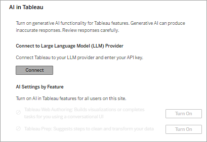 การตั้งค่าไซต์ Tableau Server เพื่อเชื่อมต่อกับผู้ให้บริการ LLM