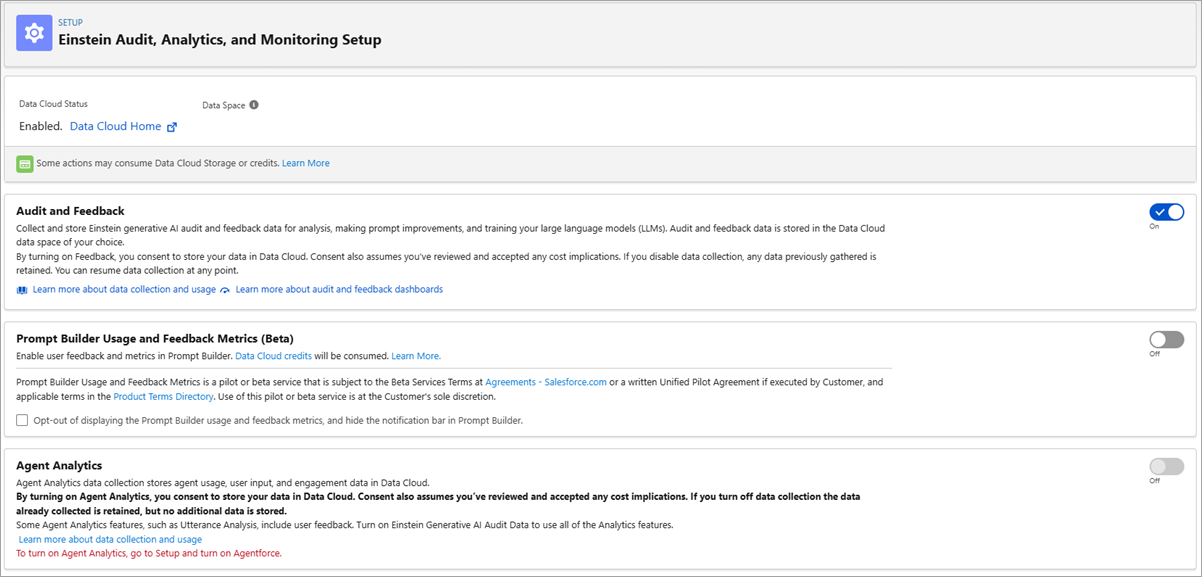 Salesforce 组织中的 Einstein 反馈页面。