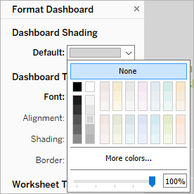 “设置仪表板格式”对话框提供了一系列选项来自定义仪表板的外观，包括阴影、字体、对齐方式等。