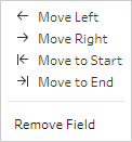 透過右鍵按一下功能表可重新排序或移除欄位。