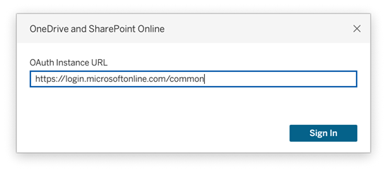 OAuth 執行個體 URL 對話方塊