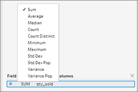 Eine Liste von Aggregationstypen.