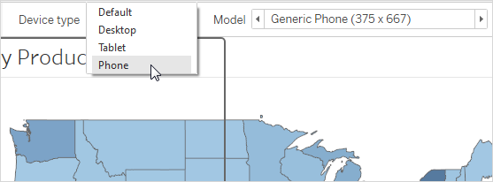 Gerätevorschau mit ausgewähltem Gerätetyp „Telefon“.