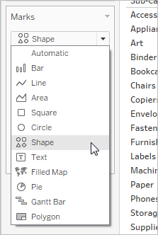 Aus der Dropdown-Liste „Anzeigen“ auf der Markierungskarte ausgewählte Form.