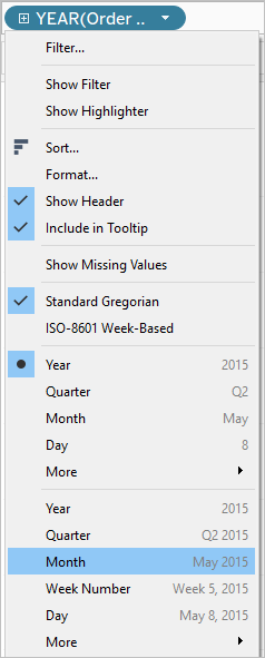 Ein Dropdown-Menü mit verschiedenen Optionen für das Datumsformat.