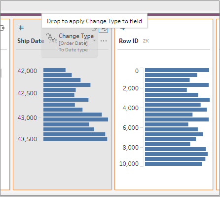A screen showing that something can be dragged to and dropped on a bar chart.