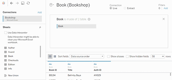 Data model with two joins.