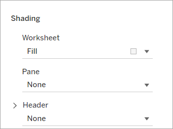 Formatting options for Worksheet background colour.
