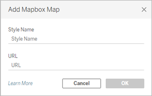 Add Mapbox Map dialog box.