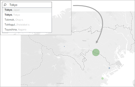 Point Map of the United States zoomed in on Tokyo after map search.