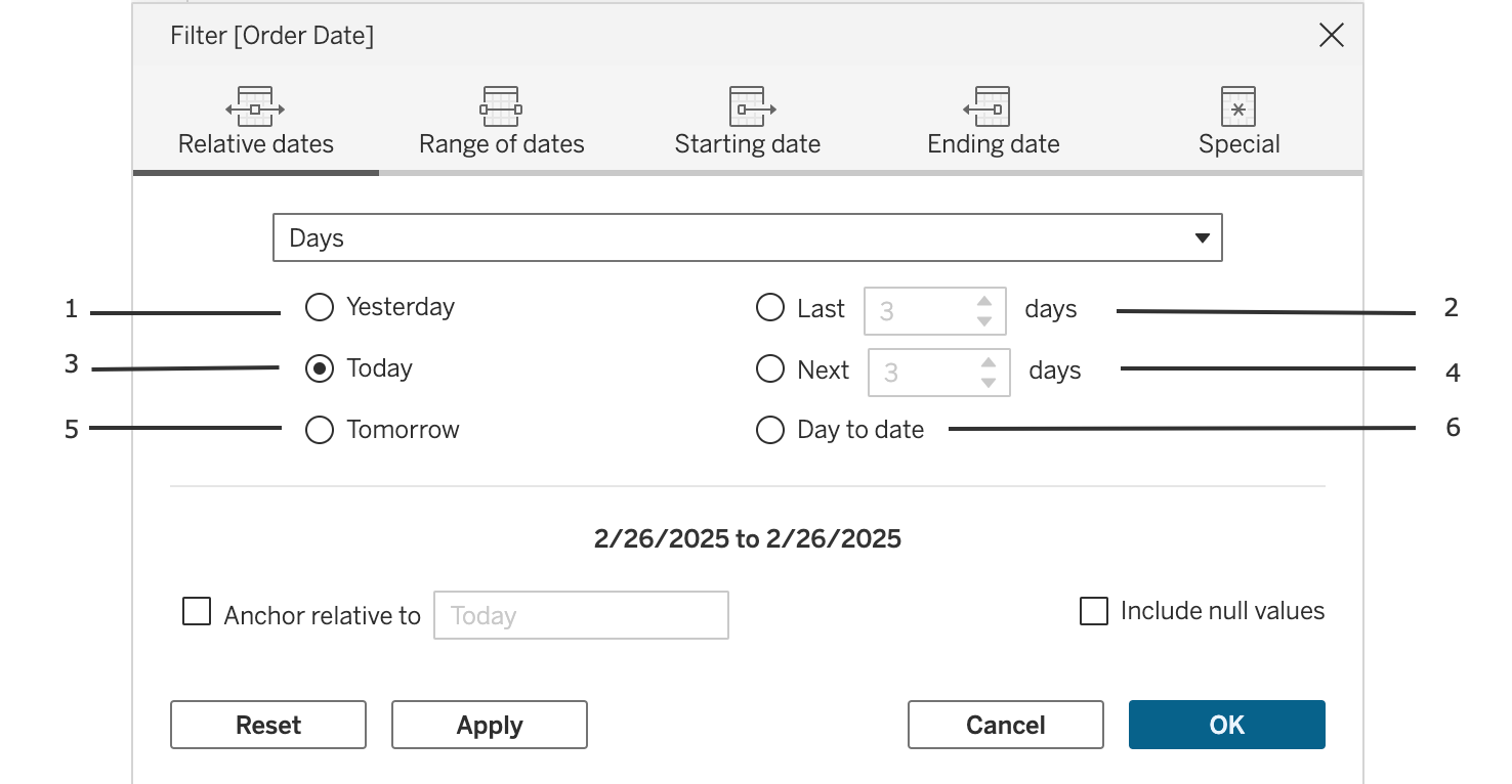 Filter [Order Date] page