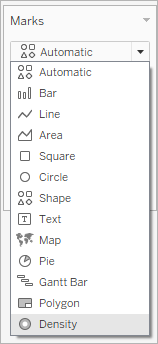 The Mark type dropdown with the density mark type highlighted.