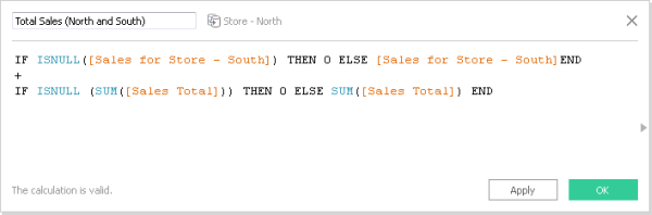 A window displaying the code for a formula to calculate total sales.