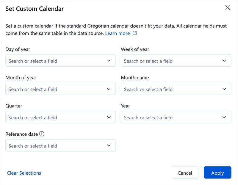 Configuración de calendario personalizada