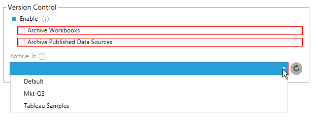 Control de versiones para archivar libros de trabajo y fuentes de datos publicadas, junto con dónde archivarlos.