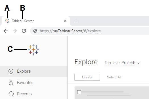Página de exzploración de Tableau Server.