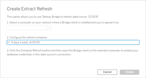 Menu déroulant de Tableau Bridge avec une option de programmation avec Bridge.