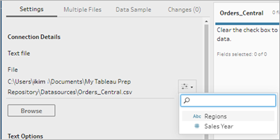 L’onglet « Paramètres » est sélectionné et l’icône « Paramètre » est choisie. Les options répertoriées sont « Zones géographiques » et « Année de vente »