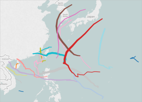 Carte de flux (ou carte de trajets) des États-Unis.