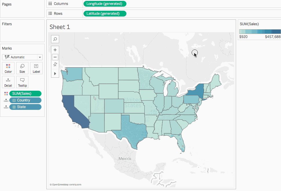 Créez une carte à axe double dans Tableau.