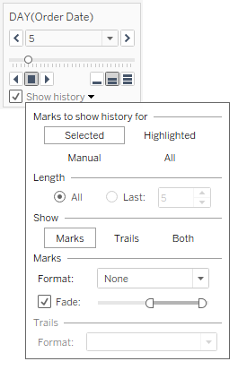 Un formulaire avec des options pour afficher l’historique des données, y compris la longueur, le type et le format.