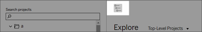 L’icône de l’arborescence du projet dans le volet Explorer de Tableau Cloud.