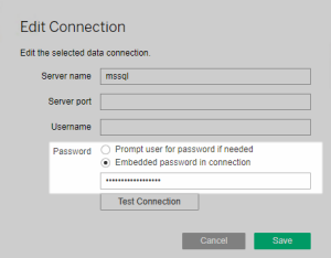 Une fenêtre qui permet à l’utilisateur de modifier une connexion de données.