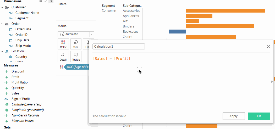 Créer un champ calculé dans Tableau.