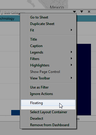 Un menu déroulant affiche l’option Flottant.