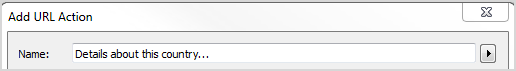 Le tableau de bord ajoute une action d’URL avec une zone de saisie de texte pour nommer l’action.