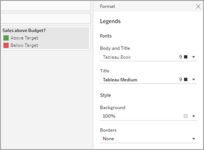 Options de mise en forme des légendes.