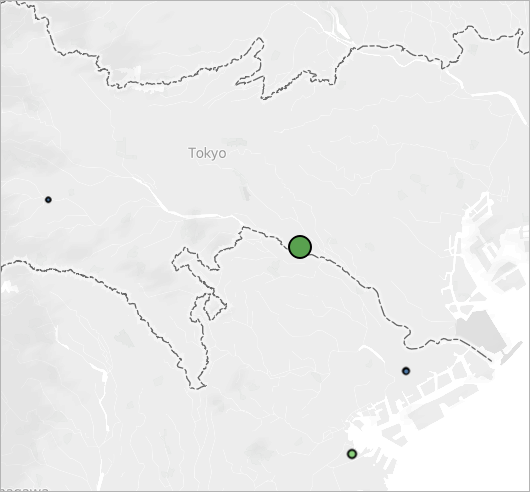 Une carte de Tokyo, au Japon, avec trois points d’intérêt.