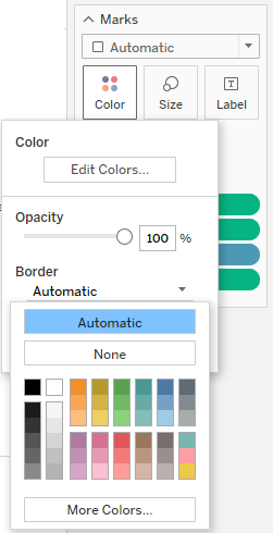 Opzione di menu per attivare i bordi dell’indicatore e selezionare un colore per il bordo dell’indicatore.
