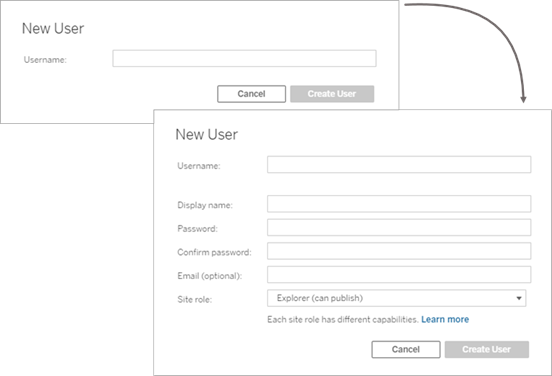 [新しいユーザーの追加] ダイアログ ボックス。