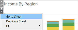 시트로 이동 옵션을 보여주는 대시보드입니다.