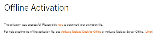 Bevestigingsbericht dat de activering van Tableau Prep is gelukt.