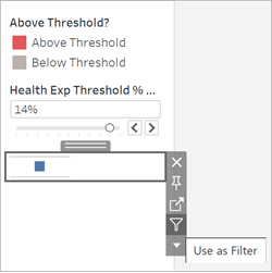 Het object wordt geselecteerd, er wordt op het filterpictogram geklikt en 'Gebruiken als filter' wordt geselecteerd.