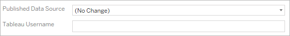 Um formulário com campos para a fonte de dados publicada e seu nome de usuário do Tableau.