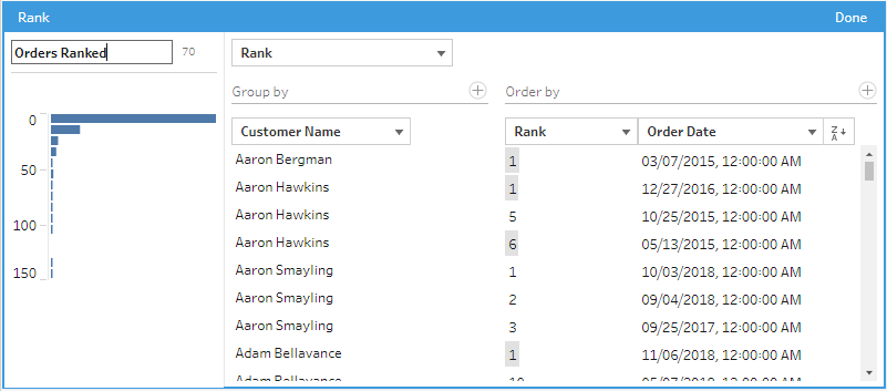 O editor Visual calc é usado para calcular a classificação de um conjunto de campos.