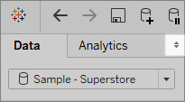 Ícone de seta Recolher para ocultar a barra lateral no Tableau Desktop.