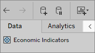 Ícone de seta Recolher para ocultar a barra lateral no Tableau Cloud.