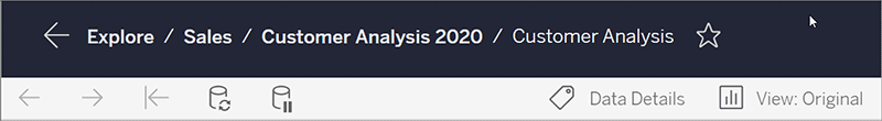 Favoritmarkera en vy i Tableau Cloud.