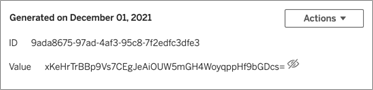 Ett genererat datum, ID och värde för en åtgärd.
