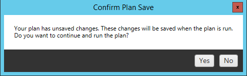 Ett alternativ för att bekräfta sparandet av en plan.